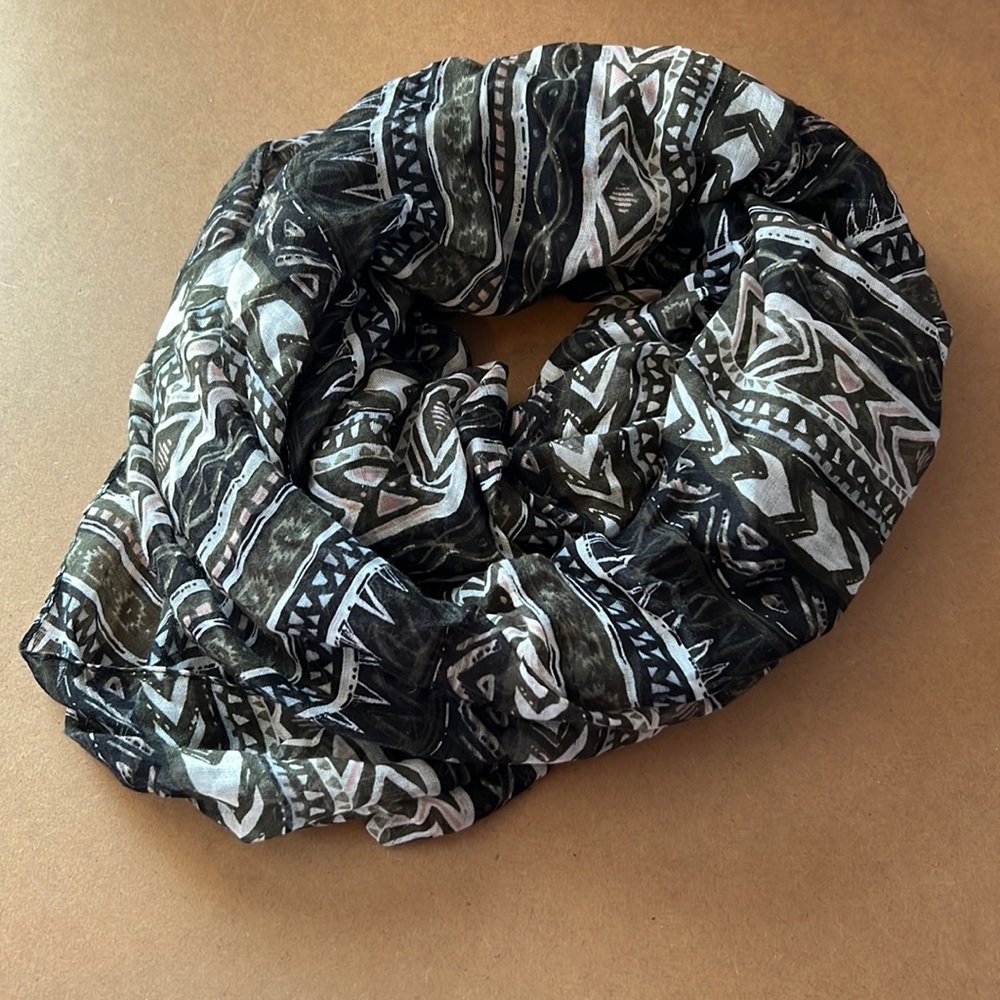 Green Black and Pink Infinity Scarf